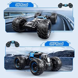 Powerextra Gesture Rc Car, 4WD 2.4GHz Remote Control Car, Double Side Transform Off Road Rc Stunt Car, Two Rechargeable Batteries, 50+ Mins Play Car for 6-12 Year Old Boys & Girls