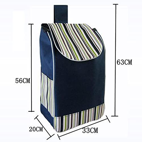 TOOYFUL Portable Shopping Bag Backup Trolley Shopping Spare Bag Replacement Bag Foldable Oxford Cloth Waterproof Large for Shopping Cart, Blue