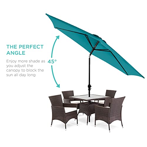 Best Choice Products 10ft Outdoor Steel Polyester Market Patio Umbrella w/Crank, Easy Push Button, Tilt, Table Compatible - Cerulean