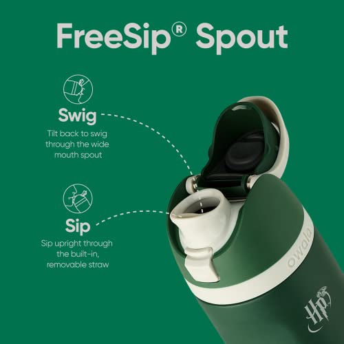 Owala Harry Potter FreeSip Stainless Steel Water Bottle with Straw, BPA-Free, 24-Ounce, Slytherin & FreeSip Stainless Steel Water Bottle with Straw, BPA-Free, 24-Ounce, Boneyard