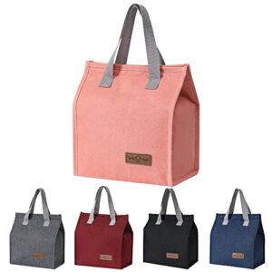 lunch bag insulated, lunch box bag, reusable lunch tote bag, lunch box container bag insulated for women, men, work, office, travel - pink