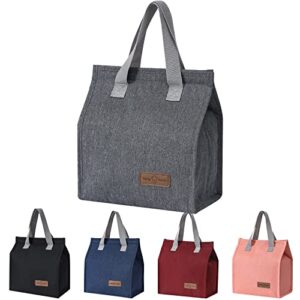 lunch bag insulated, lunch box bag, reusable lunch tote bag, lunch box container bag insulated for women, men, work, office, travel - grey