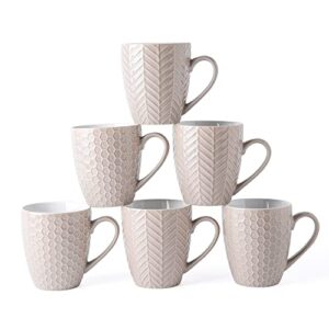 amorarc 15oz coffee mugs set of 6, large ceramic coffee mugs for men women dad mom, modern coffee mugs with handle for tea/latte/cappuccino/cocoa. dishwasher&microwave safe, cinder brown