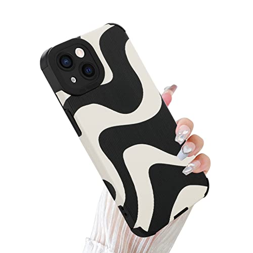 Wlxee Compatible iPhone 13 6.1 "2021 Wave Pattern Mobile Phone Case, Soft TPU Bumper Silicone Glue Mobile Phone Case Cute Zebra Pattern Pattern Designed for Female Girls