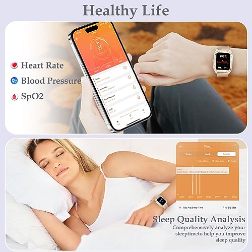 Colesma Smart Watch for Women,1.59" Small Smartwatch with Bluetooth Call, Voice Assistant Fitness Watch with Activity Tracker, Monitor Heart Rate/Blood Pressure/SpO2/Sleep for Android iPhone