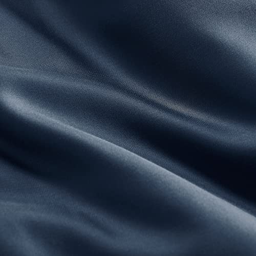 CozyLux 100% Organic Bamboo-Rayon Duvet Cover Queen Set Size Navy 3PCS 300TC Luxury Comforter Cover 90" x 90", Oeko-Tex Cooling Duvet Covers with Zipper Closure and Corner Ties,Navy