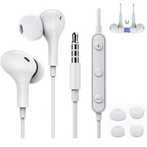 earbuds wired with mic 3.5mm jack headphones earphones for galaxy s10 plus, a14 5g, a13 5g, a42 5g, a52 5g, a51 a71 a03s a20s tcl 30 xl se 20 pro 5g, moto one 5g ace g pure pixel 5a 4a (white, 3.5mm)