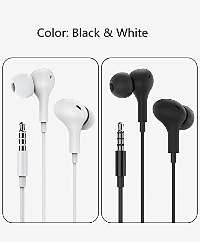 Earbuds Wired with Mic 3.5mm Jack Headphones Earphones for Galaxy S10 Plus, A14 5G, A13 5G, A42 5G, A52 5G, A51 A71 A03S A20S TCL 30 XL SE 20 Pro 5G, Moto One 5G Ace G Pure Pixel 5a 4a (White, 3.5mm)