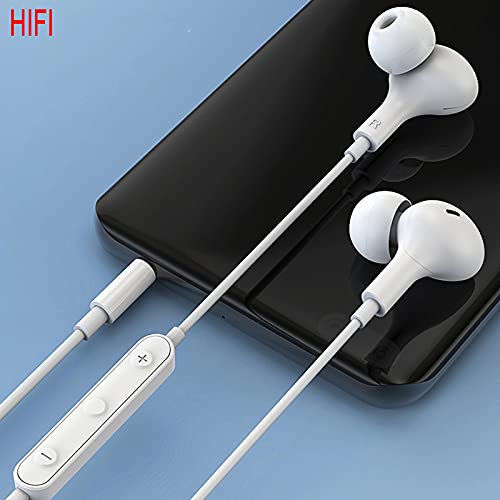 Earbuds Wired with Mic 3.5mm Jack Headphones Earphones for Galaxy S10 Plus, A14 5G, A13 5G, A42 5G, A52 5G, A51 A71 A03S A20S TCL 30 XL SE 20 Pro 5G, Moto One 5G Ace G Pure Pixel 5a 4a (White, 3.5mm)