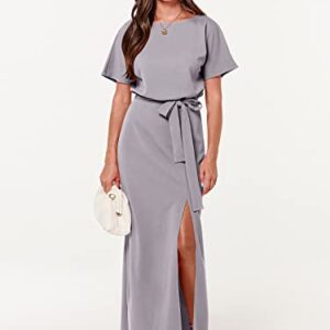 ANRABESS Women's Elegant Batwing Sleeve Tie Waist Long Dresses Formal Wedding Guest Cocktail Split Maxi Dress A951-huise-M