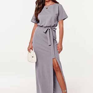 ANRABESS Women's Elegant Batwing Sleeve Tie Waist Long Dresses Formal Wedding Guest Cocktail Split Maxi Dress A951-huise-M