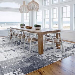 OMERAI Washable Rug 8'x10' Abstract Machine Washable Rugs Ultra-Thin Area Rugs for Living Room Non Slip Stain Resistant Modern Large Carpet for Bedroom Dining Room Office Grey Rug Washable (Grey)