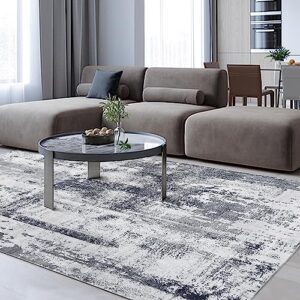 OMERAI Washable Rug 8'x10' Abstract Machine Washable Rugs Ultra-Thin Area Rugs for Living Room Non Slip Stain Resistant Modern Large Carpet for Bedroom Dining Room Office Grey Rug Washable (Grey)