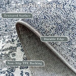 OMERAI Washable Rug 4'x6' Abstract Machine Washable Rugs Ultra-Thin Area Rugs for Living Room Non Slip Stain Resistant Modern Carpet for Bedroom Dining Room Office Kitchen Grey Rug Washable (Grey)