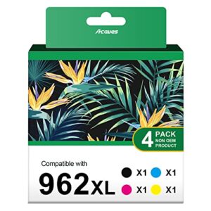 ink 962xl black and color combo pack for hp 962 xl ink cartridges hp962xl replacement for hp 9010 ink cartridges work for officejet pro 9010 9015 9018 9020 9025 printers (black, cyan, magenta, yellow)