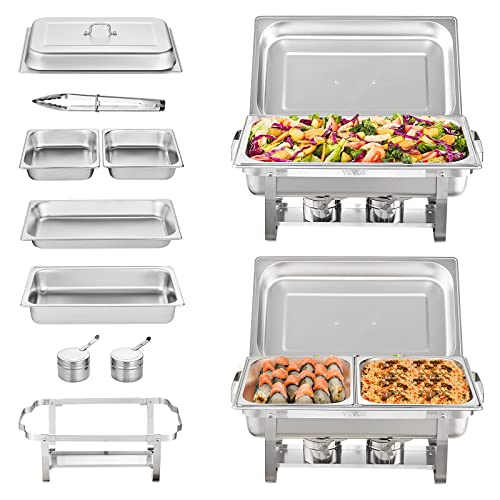 VEVOR Chafing Dish Buffet Set, 2 Packs, Silver