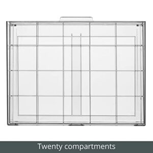 mDesign Divided Plastic Tea Organizer Bin with Drawer - Stackable Tea Bag Holder for Kitchen, Pantry, and Cabinet - Caddy with Small Dividers - 20 Sections - Lumiere Collection - 2 Pack - Clear