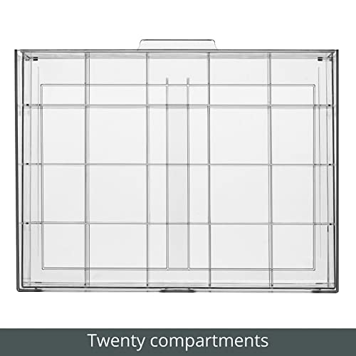 mDesign Divided Plastic Tea Organizer Bin with Drawer - Stackable Tea Bag Holder for Kitchen, Pantry, and Cabinet - Caddy with Small Dividers - 20 Sections - Lumiere Collection - 2 Pack - Clear