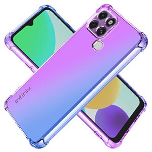 koarwvc case for infinix smart 6 case,smart 6 hd x6511 case, crystal clear case gradient slim anti scratch tpu shockproof protective phone cases cover for infinix smart 6 (purple/blue)