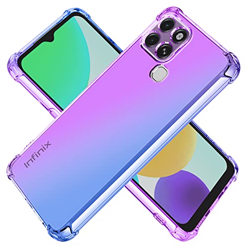 KOARWVC Case for Infinix Smart 6 Case,Smart 6 HD X6511 Case, Crystal Clear Case Gradient Slim Anti Scratch TPU Shockproof Protective Phone Cases Cover for Infinix Smart 6 (Purple/Blue)