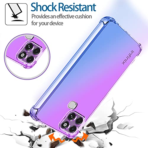 KOARWVC Case for Infinix Smart 6 Case,Smart 6 HD X6511 Case, Crystal Clear Case Gradient Slim Anti Scratch TPU Shockproof Protective Phone Cases Cover for Infinix Smart 6 (Purple/Blue)