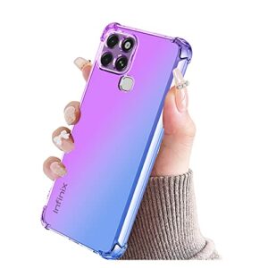 KOARWVC Case for Infinix Smart 6 Case,Smart 6 HD X6511 Case, Crystal Clear Case Gradient Slim Anti Scratch TPU Shockproof Protective Phone Cases Cover for Infinix Smart 6 (Purple/Blue)