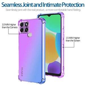 KOARWVC Case for Infinix Smart 6 Case,Smart 6 HD X6511 Case, Crystal Clear Case Gradient Slim Anti Scratch TPU Shockproof Protective Phone Cases Cover for Infinix Smart 6 (Purple/Blue)