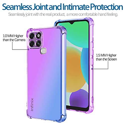 KOARWVC Case for Infinix Smart 6 Case,Smart 6 HD X6511 Case, Crystal Clear Case Gradient Slim Anti Scratch TPU Shockproof Protective Phone Cases Cover for Infinix Smart 6 (Purple/Blue)