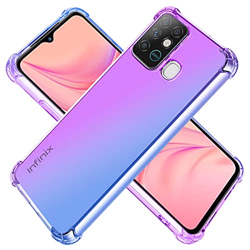 KOARWVC Case for Infinix Hot 10 Lite Case, Smart 5 X657B Case, Crystal Clear Case Gradient Slim Anti Scratch TPU Shockproof Protective Phone Cases Cover for Infinix hot 10 lite (Purple/Blue)