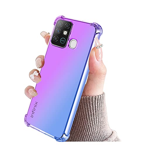 KOARWVC Case for Infinix Hot 10 Lite Case, Smart 5 X657B Case, Crystal Clear Case Gradient Slim Anti Scratch TPU Shockproof Protective Phone Cases Cover for Infinix hot 10 lite (Purple/Blue)