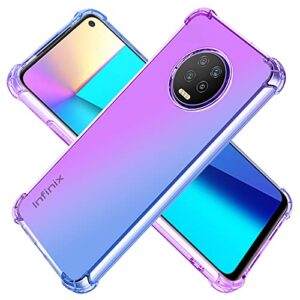 koarwvc case for infinix note 7 case, x690 case, crystal clear case gradient slim anti scratch tpu shockproof protective phone cases cover for infinix note7 (purple/blue)