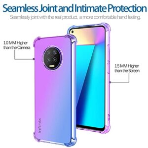 KOARWVC Case for Infinix Note 7 Case, X690 Case, Crystal Clear Case Gradient Slim Anti Scratch TPU Shockproof Protective Phone Cases Cover for Infinix note7 (Purple/Blue)