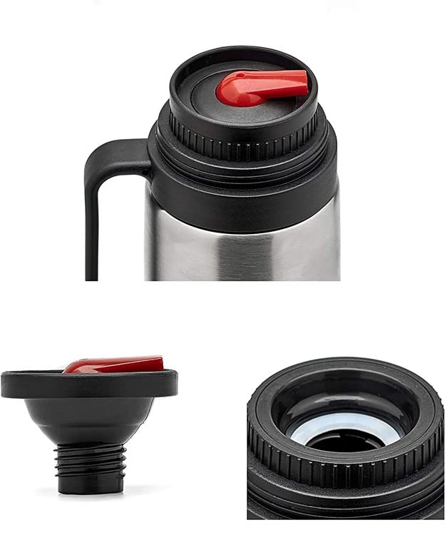 Stanley Thermos Stopper Pico de Mate Replacement Part For Classic Vacuum Insulated Wide Mouth Bottle Thermos (1.1QT, 1.5QT, 2QT) (Black-Red, Set of 2)