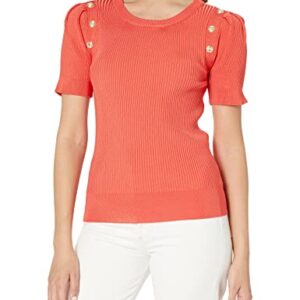 Karl Lagerfeld Paris Women's Sport Color Sweater, Calypso Coral