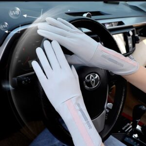 SUJAYU UV Protection Gloves Driving Gloves Women, Full Finger UV Gloves Sun Gloves Sun Protection Gloves, Thin Gloves UV Light Gloves Women Cycling Gloves for Women (Pink)