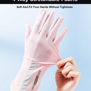 SUJAYU UV Protection Gloves Driving Gloves Women, Full Finger UV Gloves Sun Gloves Sun Protection Gloves, Thin Gloves UV Light Gloves Women Cycling Gloves for Women (Pink)