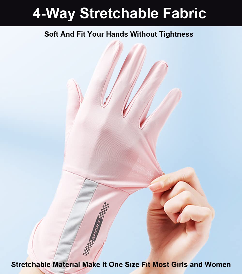 SUJAYU UV Protection Gloves Driving Gloves Women, Full Finger UV Gloves Sun Gloves Sun Protection Gloves, Thin Gloves UV Light Gloves Women Cycling Gloves for Women (Pink)