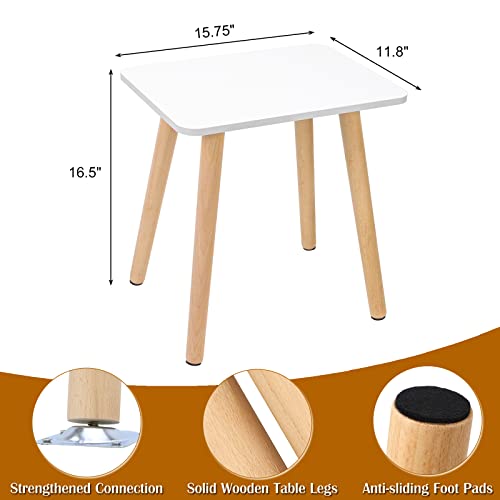 Fixwal Side Tables, Small Table, White, End Table, Measuring 15.75" L x 11.8" W x 16.5" H, Simple Coffee Table, Accent Table, No-Tool Assembly