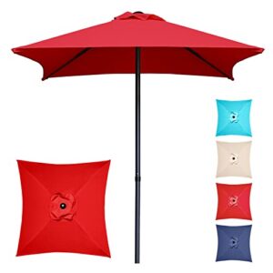 trenovo 4.9 ft patio umbrella - outdoor table umbrella with 4 reinforced ribs, uv protection & waterproof market umbrella for garden, lawn, deck, backyard, pool (red)