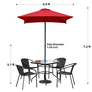 Trenovo 4.9 ft Patio Umbrella - Outdoor Table Umbrella with 4 Reinforced Ribs, UV Protection & Waterproof Market Umbrella for Garden, Lawn, Deck, Backyard, Pool (Red)