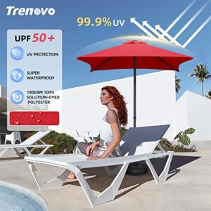 Trenovo 4.9 ft Patio Umbrella - Outdoor Table Umbrella with 4 Reinforced Ribs, UV Protection & Waterproof Market Umbrella for Garden, Lawn, Deck, Backyard, Pool (Red)