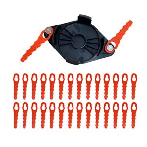 JOJOCY String Trimmer Head Blades 30 Pieces Double Serrated Grass Trimmer Head Replacement Cutter 2-in-1 Fixed Line and Bladed Head for Black GH900 GH600 LST522 LCC140 Cordless Grass Trimmer