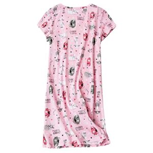 Nightgowns for Women Cotton Sleep Shirt Plus Size Night Gown Casual Night Shirts Pajamas Soft Sleepwear Pink Cat 2XL