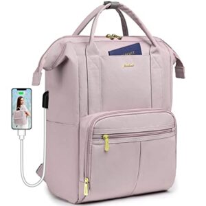 focdod laptop backpack women work bag - 15.6 inch with laptop compartment waterproof professional travel backpack purse with usb charger for college teacher nurse business women purple