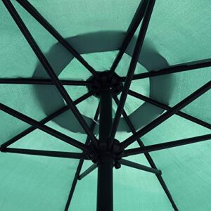 KAHOO Outdoor Patio Umbrella, 9FT Large Size Table Umbrella with Crank Handle & Sturdy Ribs, Summer Market Umbrella for Garden, Pool, Beach, and Lawn, Green