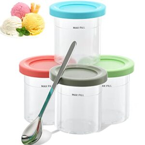 creami pints and lids compatible with ninja, creamy ice cream blender freezer containers cups jars canisters, smoothie pot for nc299amz nc300s series creamer ice cream maker machine