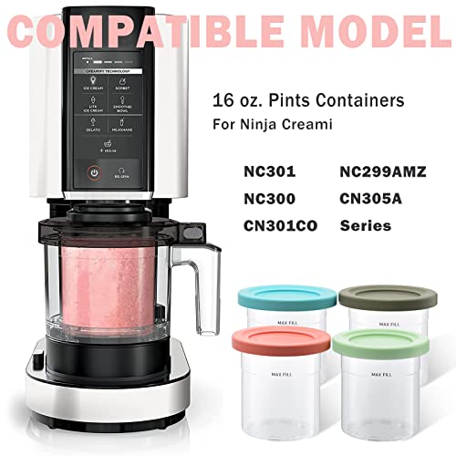 Creami Pints and Lids Compatible with Ninja, Creamy Ice cream Blender Freezer Containers Cups Jars Canisters, Smoothie Pot for NC299AMZ NC300s Series Creamer Ice Cream Maker Machine