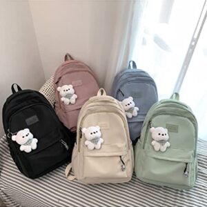 Cute Backpack Kawaii Backpack Aesthetic Supplies Cute Aesthetic Backpack for College Laptop Travel Supplies (Beige White)