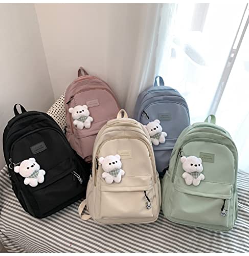 Cute Backpack Kawaii Backpack Aesthetic Supplies Cute Aesthetic Backpack for College Laptop Travel Supplies (Beige White)