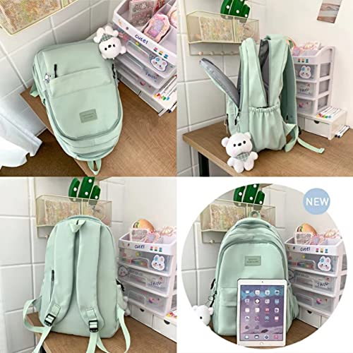 Cute Backpack Kawaii Backpack Aesthetic Supplies Cute Aesthetic Backpack for College Laptop Travel Supplies (Beige White)